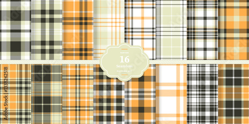 Mellow Amber and Cream Bisque Seamless Tartan Textile Design