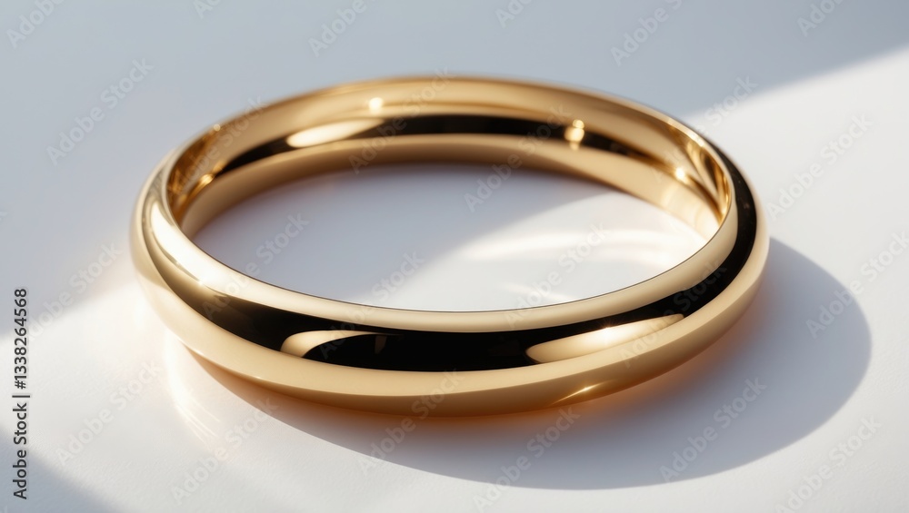 A polished gold bangle bracelet, exhibiting a simple yet sophisticated design with a rounded form and shining finish, ideal for daily use. A polished gold bangle bracelet, exhibiting a simple yet sophisticated design with a rounded form and shining finish, ideal for daily use.