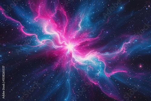 Wallpaper Mural Vibrant Cosmic Art Fusion of Fuchsia and Azure Colors in a Stellar Ambiance Torontodigital.ca