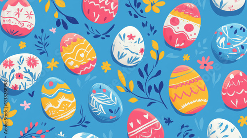 easter pattern with colourful easter eggs