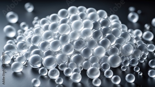 Transparent Polyethylene beads. HDPE Plastic particles. Plastic Raw material. photo