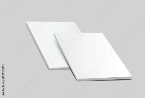 Vector realistic 3d magazine mockup with white blank cover isolated on background. For the business presentation magazine, notebook, booklet, brochure, catalogue or a publisher advertising corporate
