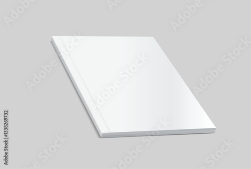 Vector realistic 3d magazine mockup with white blank cover isolated on background. For the business presentation magazine, notebook, booklet, brochure, catalogue or a publisher advertising corporate
