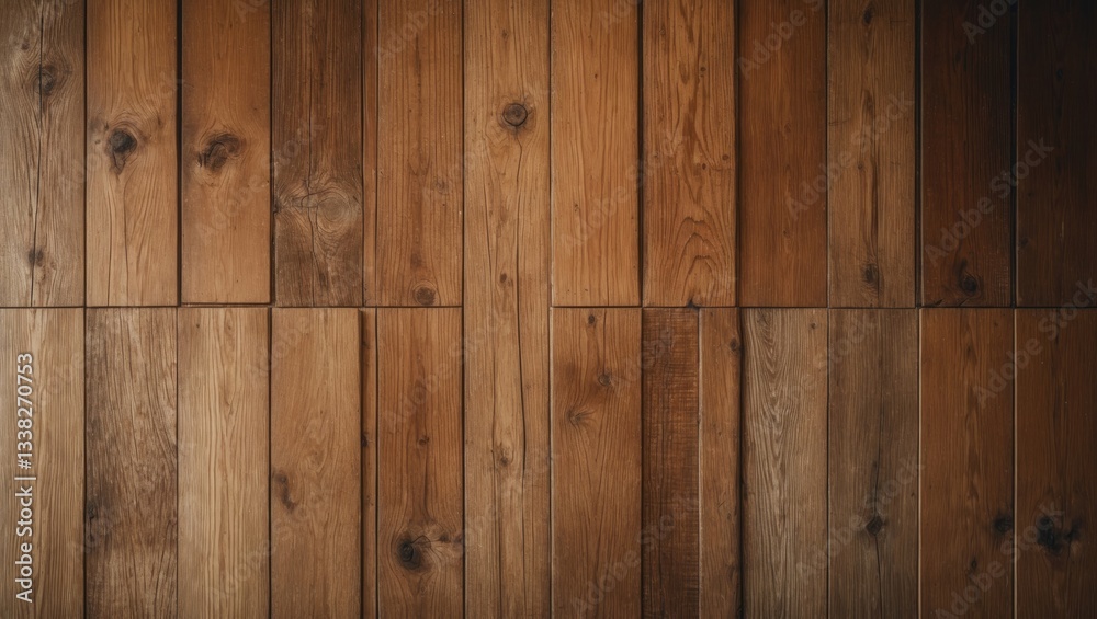 Naklejka premium Brown wooden plank backdrop, distressed wooden flooring.