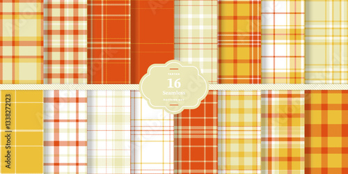 Pale Cream Seamless Tartan with Traditional Madras Red accents Textile Design