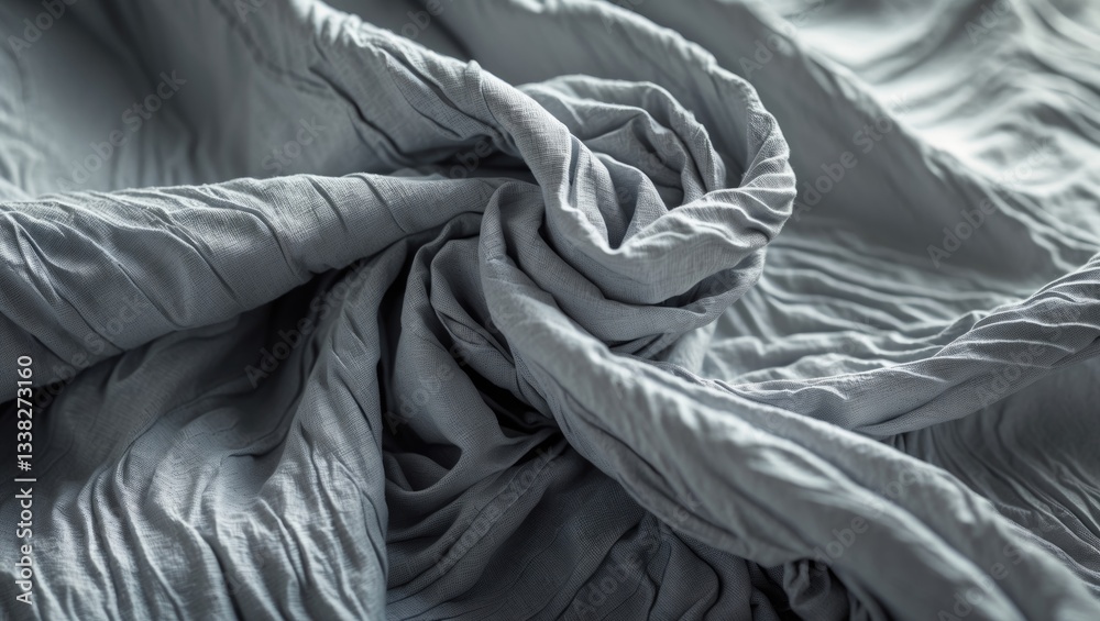 Obraz premium Fabric texture for background and artistic design, showcasing a beautiful wrinkled pattern of silk or linen. A crumpled fabric piece.
