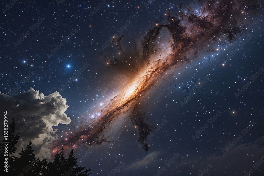 Fototapeta premium Stunning Galactic Nebula and Stars in a Breathtaking Night Sky