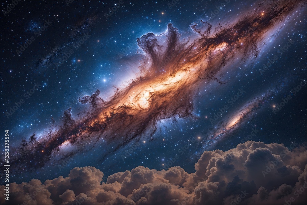 Fototapeta premium Stunning Galactic Nebula Display in a Starry Night Sky Atmosphere