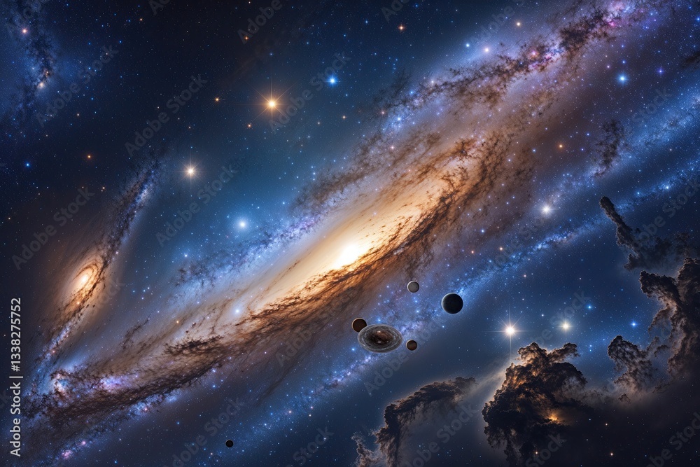 Obraz premium Cosmic Wonders Discovering Deep Space Galaxies and Luminous Stars