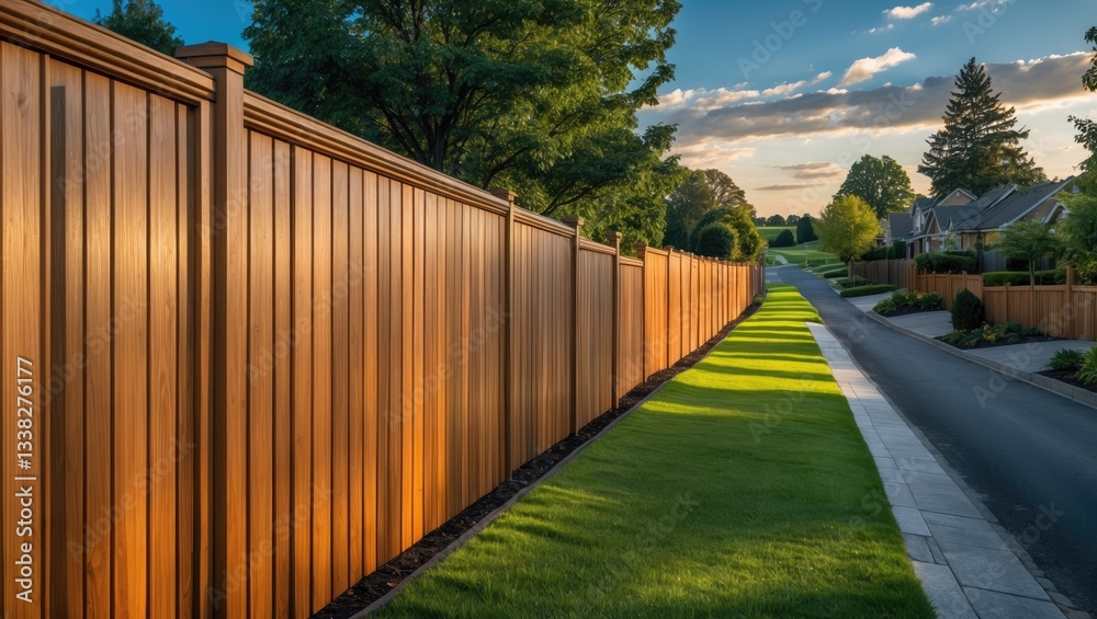 Fence constructed from wood. Outdoor scenery. Security and privacy concept. Fence constructed from wood. Outdoor scenery. Security and privacy concept.