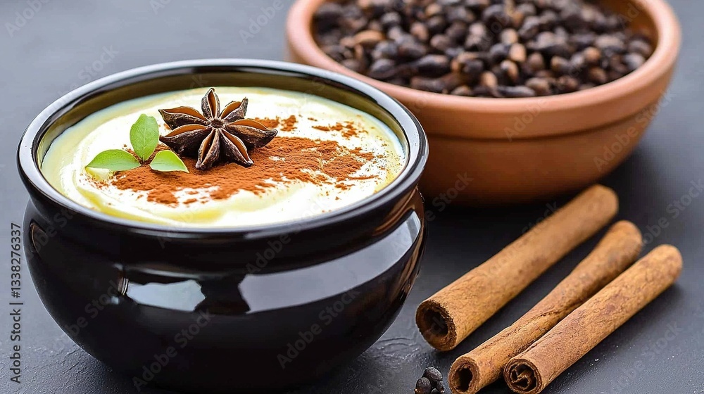 Creamy dessert with spices Creamy dessert with spices