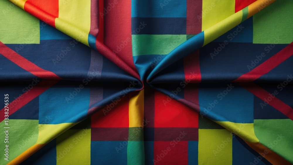 Fototapeta premium Fashion of vibrant square fabric pattern background.
