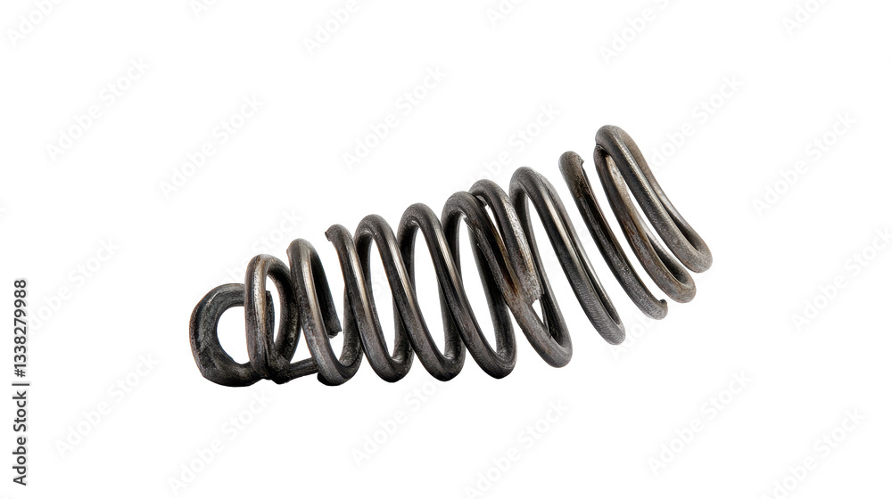 A close-up view of a metal spring in various angles. transparent background A close-up view of a metal spring in various angles. transparent background