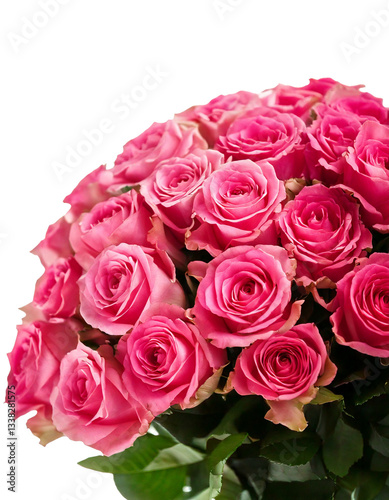 large bouquet of delicate and stunning pink roses, beautifully arranged and professionally photographed on a white background, perfect for weddings, gifts, and romantic floral decorations.
