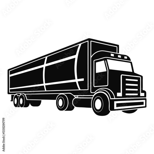 Big Transport Trailer Black Silhouette on a Plain Background