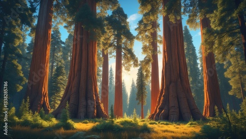 The renowned large sequoia trees are present in the area, notable sequoia trees, mammoth trees.