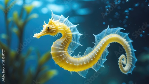 Leafy Seahorse submerged in water photo