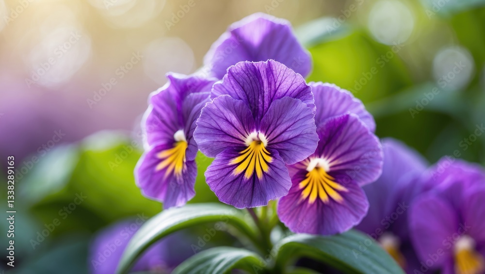 Obraz premium Macro close-up of an African violet with a softened background.