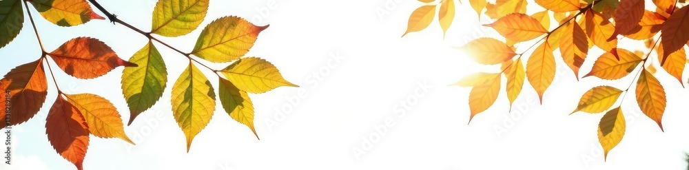 Leafy branches with autumn colors against a white background, greenery, autumn colors Leafy branches with autumn colors against a white background, greenery, autumn colors