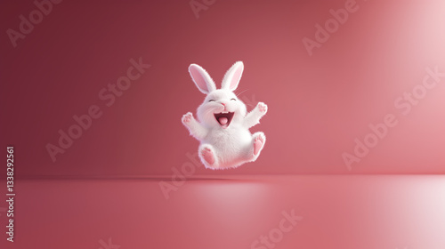 Happy Cartoon Rabbit Jumping