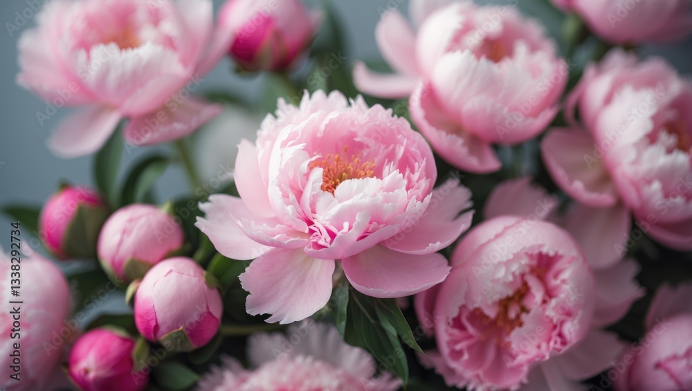 Soft focus wide banner featuring blurred peony flower petals in rose color, close-up macro nature background. Beautiful blossom backdrop. Top view of pink and white flowers, floral wallpaper with p... Soft focus wide banner featuring blurred peony flower petals in rose color, close-up macro nature background. Beautiful blossom backdrop. Top view of pink and white flowers, floral wallpaper with p...