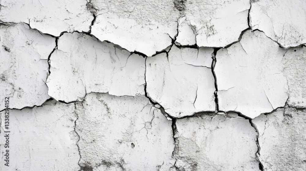Obraz premium Cracked White Wall Surface Texture Background