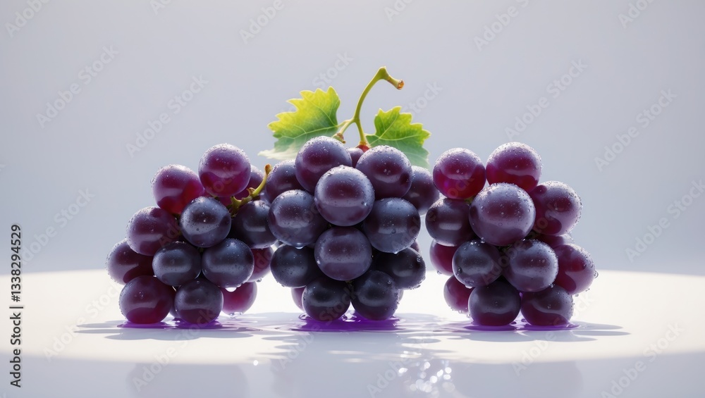 Fototapeta premium Fresh grapes set against a white background.