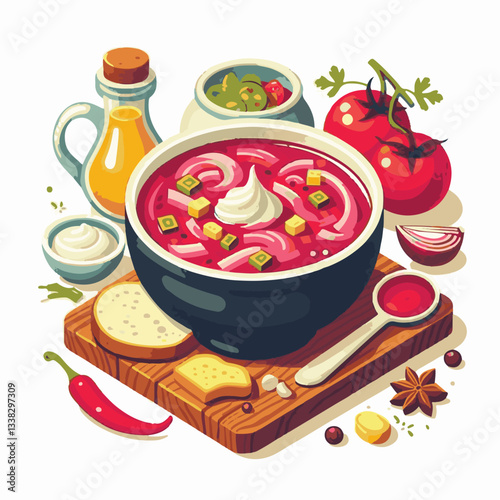 soup, food, borscht, bowl, ukrainian, dish, lunch, dinner, vegetable, beet, cream, cuisine, borsch, beetroot, red, meat, traditional, healthy, meal, homemade, hot, gourmet, plate, garlic, tasty, cooki
