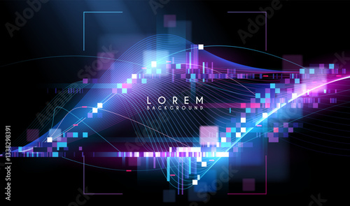 Technology glitch effect background with lines