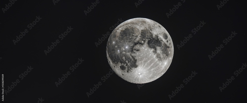 Obraz premium Crescent Moon in detail against the night sky. Crescent Moon on dark backdrop with space for theme.