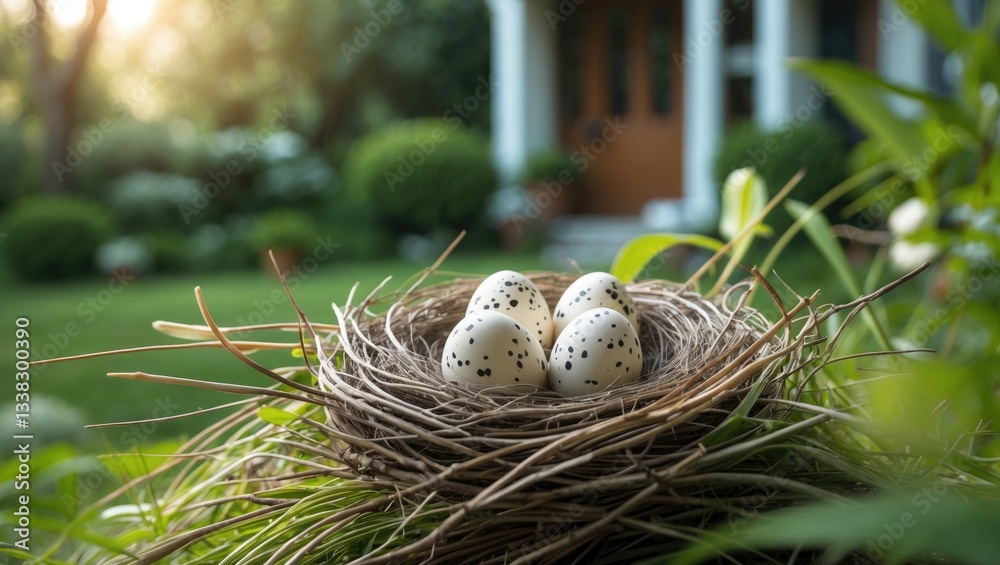 A delightful bird has built this nest in the garden outside my house, and it lives happily. These eggs belong to the same delightful bird. I was amazed by this picture; how did you find it? A delightful bird has built this nest in the garden outside my house, and it lives happily. These eggs belong to the same delightful bird. I was amazed by this picture; how did you find it?