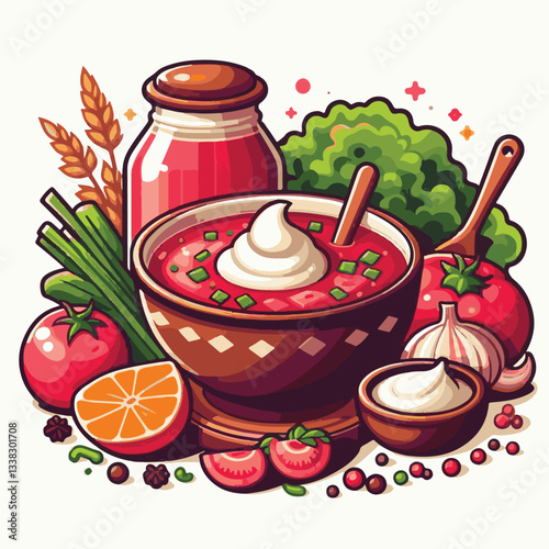 soup, food, borscht, bowl, ukrainian, dish, lunch, dinner, vegetable, beet, cream, cuisine, borsch, beetroot, red, meat, traditional, healthy, meal, homemade, hot, gourmet, plate, garlic, tasty, cooki