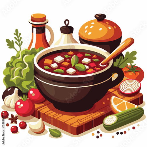 soup, food, borscht, bowl, ukrainian, dish, lunch, dinner, vegetable, beet, cream, cuisine, borsch, beetroot, red, meat, traditional, healthy, meal, homemade, hot, gourmet, plate, garlic, tasty, cooki