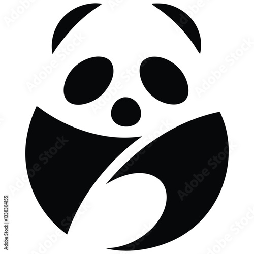 black and white panda icon