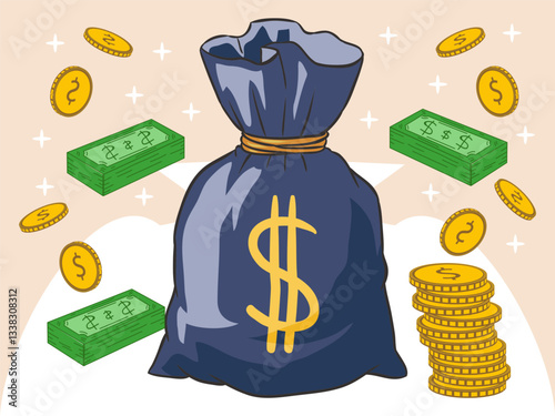 Money Bag Concept Illustration Stylish and Beautiful