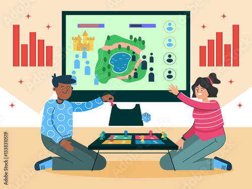 Game Strategy Concept Illustration Stylish and Beautiful