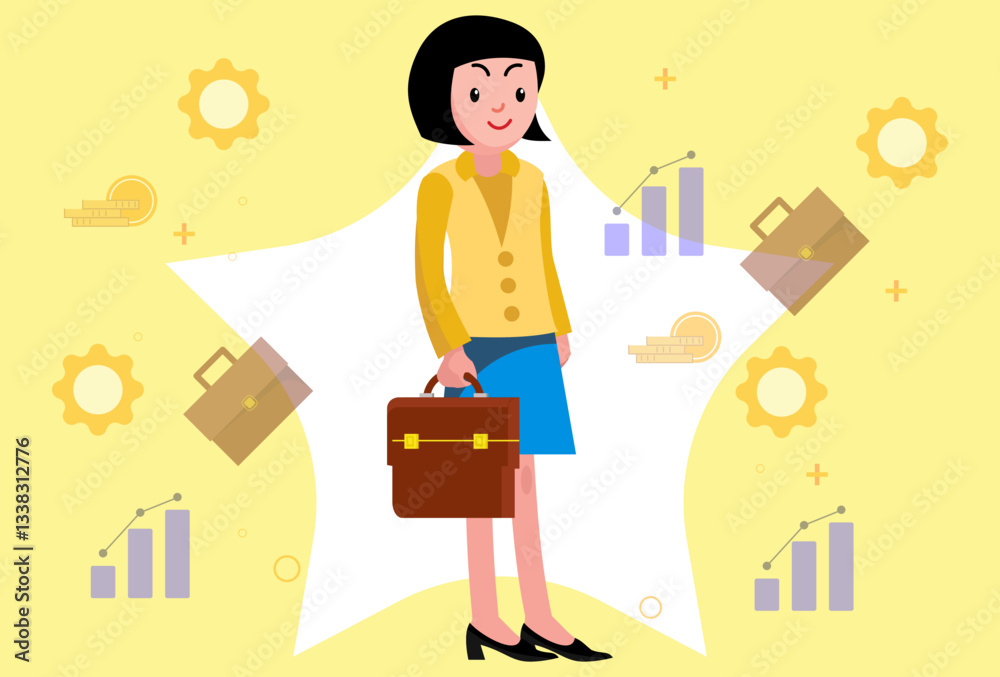 Businesswoman Concept Illustration Stylish and Beautiful Businesswoman Concept Illustration Stylish and Beautiful