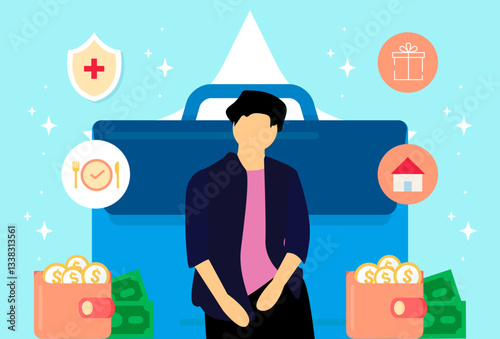 Employee Benefits Concept Illustration Stylish and Beautiful