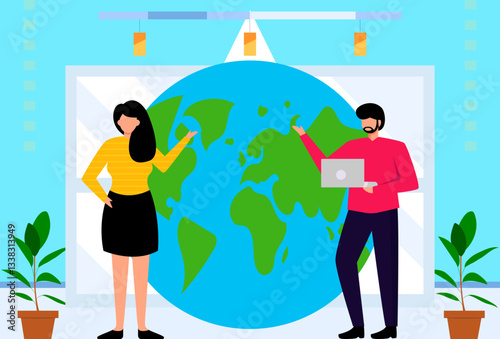 Global Concept Illustration Stylish and Beautiful