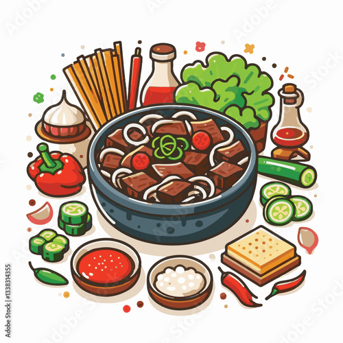 cuisine, meal, dish, meat, bulgogi, delicious, dinner, restaurant, beef, cooking, lunch, traditional, food, healthy, gourmet, asian, background, menu, spicy, plate, bbq, korean, korean food, barbecue,