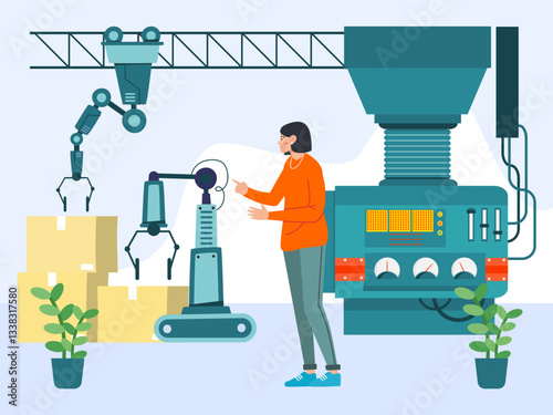 Assembly Machine Concept Illustration Stylish and Beautiful