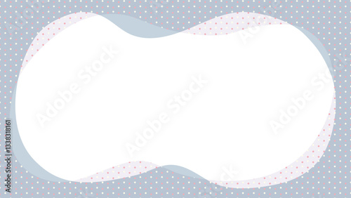 カラフルなドットとグレーの曲線で構成されたフレーム