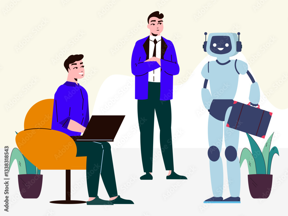 Obraz premium Robot Assistant Concept Illustration Stylish and Beautiful