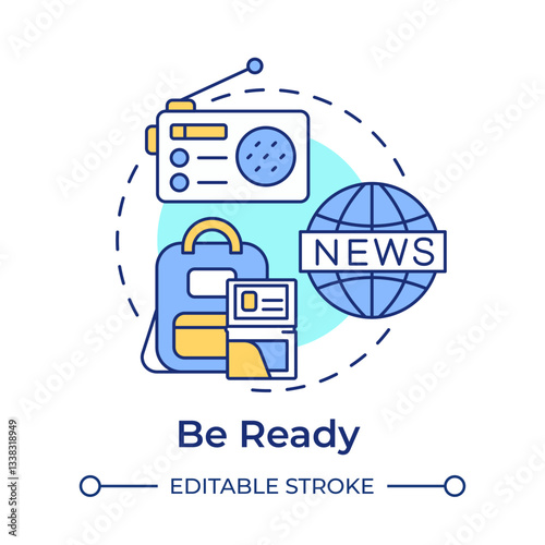 Be ready multi color concept icon. Prepare for potential escape. Evacuation level. Emergency response. Round shape line illustration. Abstract idea. Graphic design. Easy to use in application
