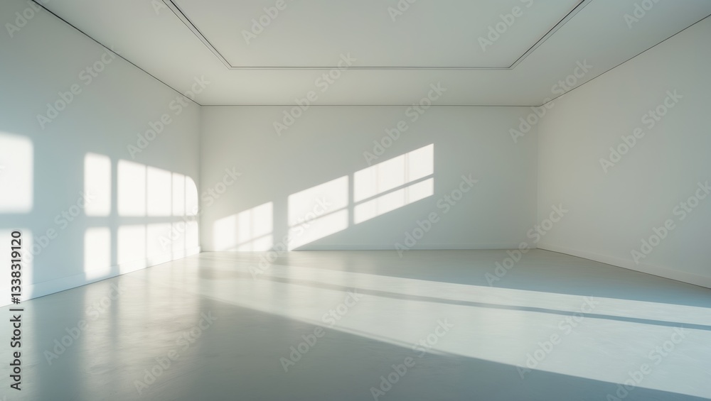 Sunlit White Empty Studio Area with Soft Shadows From Window Sunlit White Empty Studio Area with Soft Shadows From Window