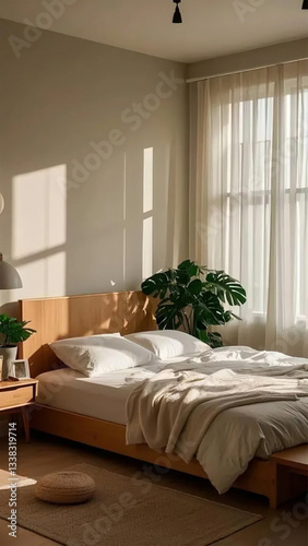 Minimalist aesthetic bedroom background