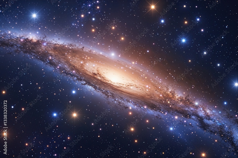 Obraz premium Brilliant Stars Over a Stunning Cosmic Horizon in a Beautiful Galaxy__