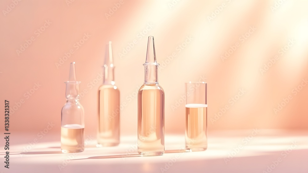 Ethereal Glow Artistic Arrangement of Transparent Vitamin C Ampoules Ethereal Glow Artistic Arrangement of Transparent Vitamin C Ampoules