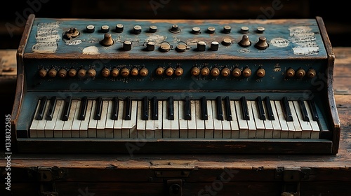Rustic Grand Piano with Intricate Woodwork and Timeless Musical Character Photo