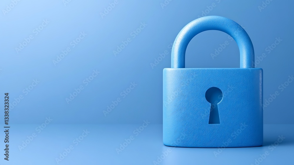 Fototapeta premium Bright Blue Padlock Against a Soft Blue Background Symbolizing Security and Protection Concepts